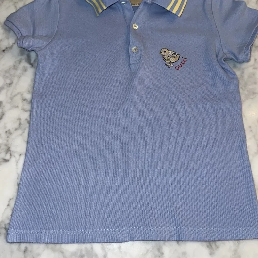 Gucci Kids Light Blue Polo with Yellow Accents 36M
